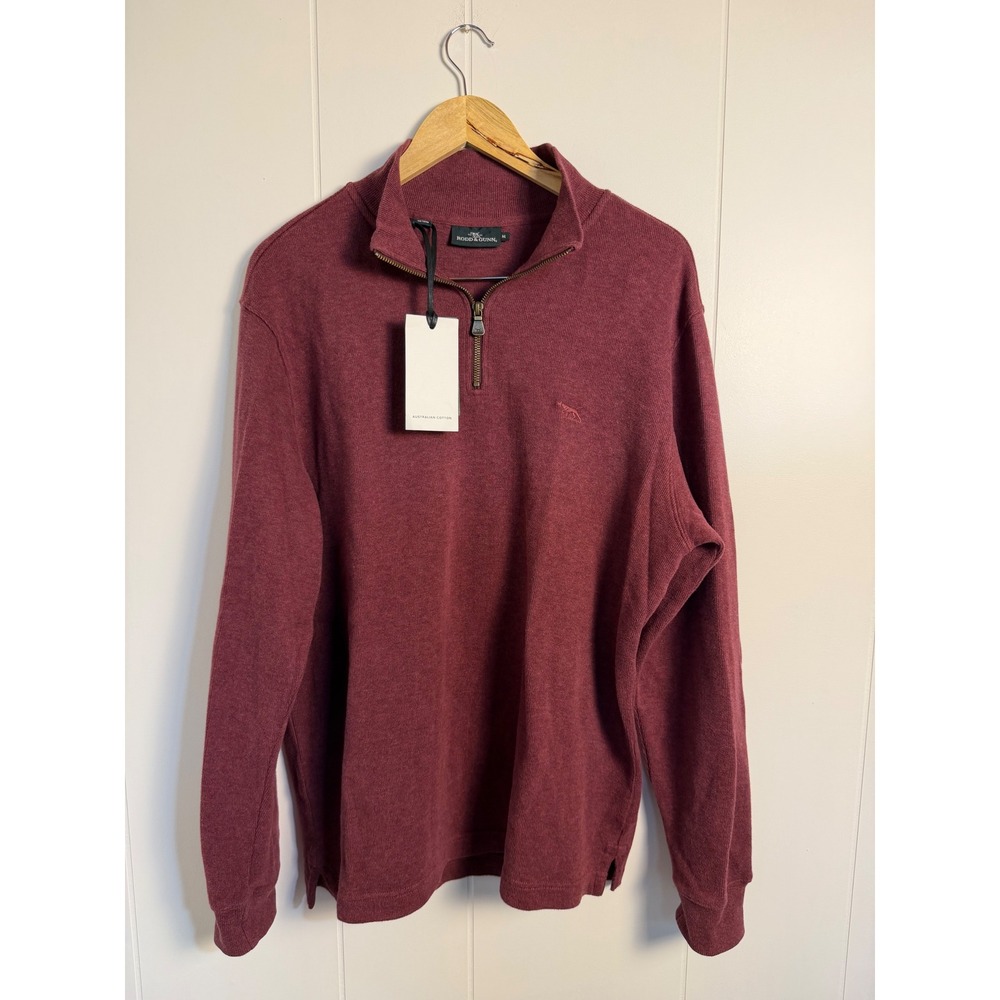 Rodd & Gunn Alton Ave Sweat M Cranberry Red Quarter Zip Australian Cotton SP0280